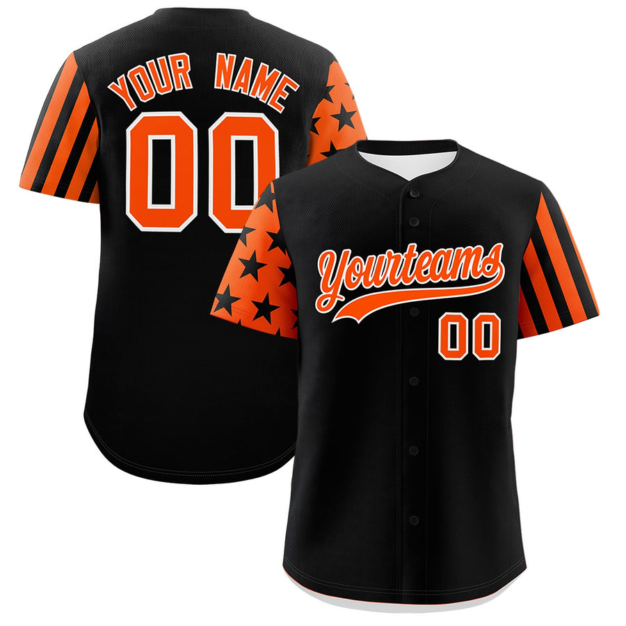 Custom Black Orange American Flag Raglan Sleeves Baseball Jersey | BuyFootballJersey
