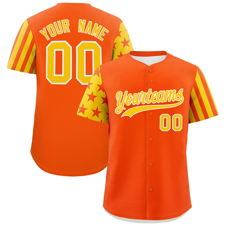 Custom Orange Gold American Flag Raglan Sleeves Baseball Jersey | BuyFootballJersey