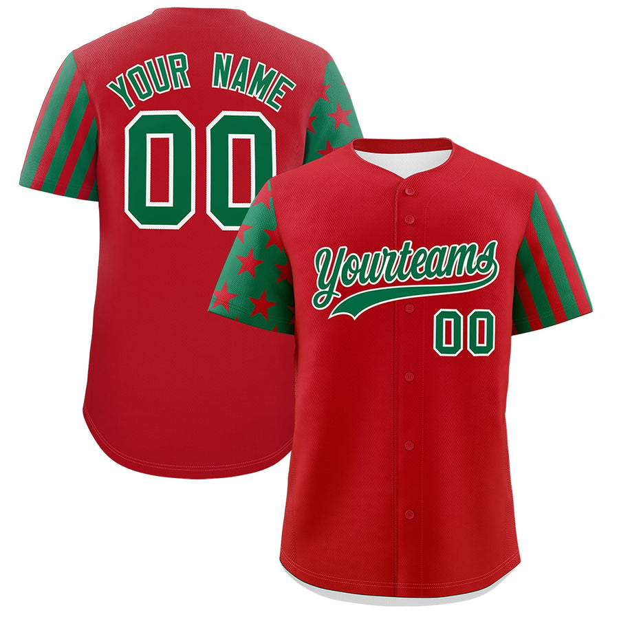 Custom Red Kelly Green American Flag Raglan Sleeves Baseball Jersey | BuyFootballJersey