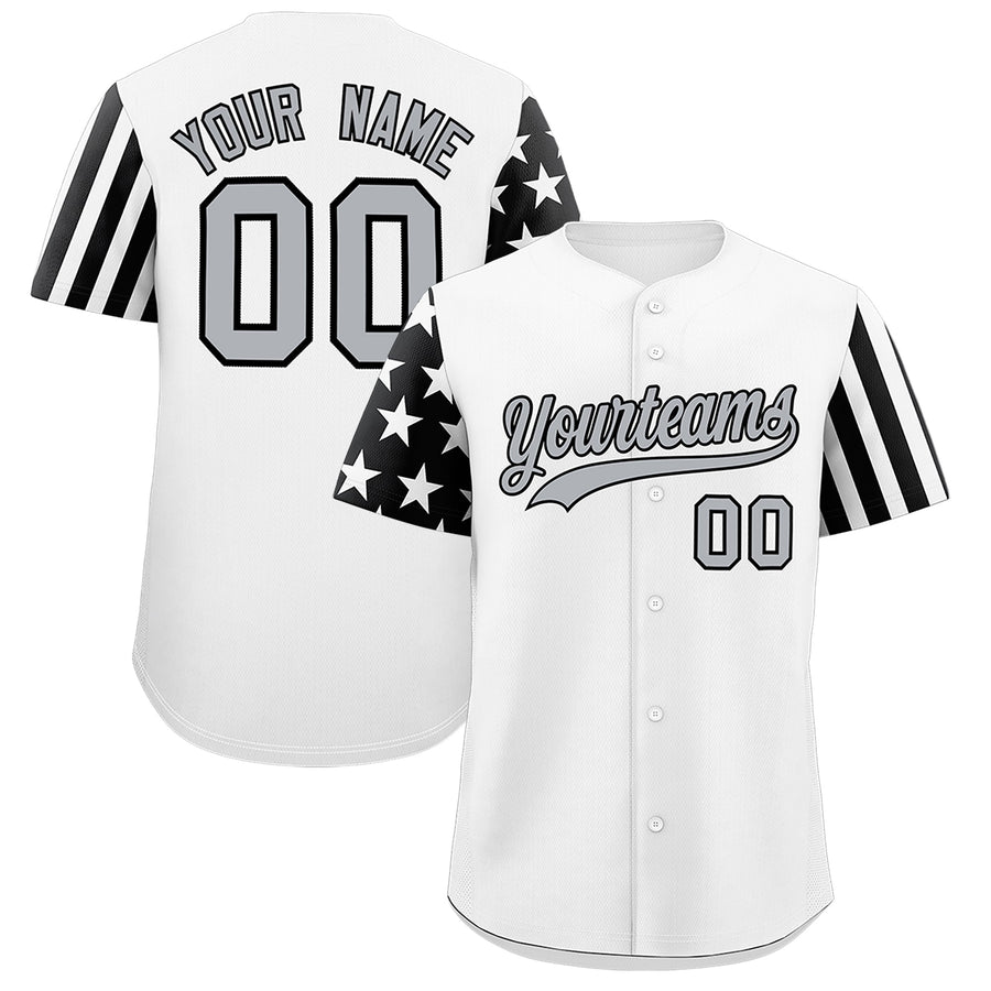 Custom White Black American Flag Raglan Sleeves Baseball Jersey | BuyFootballJersey