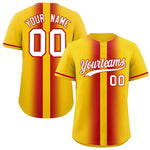 Custom Gold Red Lapel Gradient Fashion Baseball Jersey | BuyFootballJersey