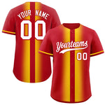 Custom Red Gold Lapel Gradient Fashion Baseball Jersey | BuyFootballJersey