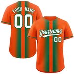 Custom Orange Kelly Green Lapel Gradient Fashion Baseball Jersey | BuyFootballJersey