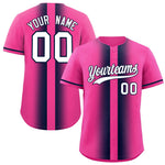 Custom Pink Navy Lapel Gradient Fashion Baseball Jersey | BuyFootballJersey