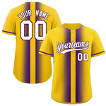 Custom Gold Purple Lapel Gradient Fashion Baseball Jersey | BuyFootballJersey