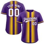 Custom Purple Gold Lapel Gradient Fashion Baseball Jersey | BuyFootballJersey