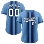 Custom Light Blue Navy Lapel Gradient Fashion Baseball Jersey | BuyFootballJersey