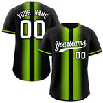 Custom Black Neon Green Lapel Gradient Fashion Baseball Jersey | BuyFootballJersey