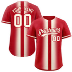 Custom Red Cream Lapel Gradient Fashion Baseball Jersey | BuyFootballJersey