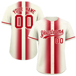 Custom Cream Red Lapel Gradient Fashion Baseball Jersey | BuyFootballJersey