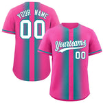 Custom Pink Aqua Lapel Gradient Fashion Baseball Jersey | BuyFootballJersey