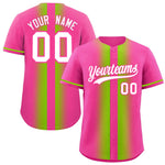 Custom Pink Neon Green Lapel Gradient Fashion Baseball Jersey | BuyFootballJersey
