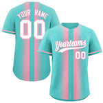 Custom Bright Green Light Pink Lapel Gradient Fashion Baseball Jersey | BuyFootballJersey