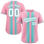 Custom Light Pink Bright Green Lapel Gradient Fashion Baseball Jersey | BuyFootballJersey