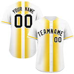 Custom White Gold Lapel Gradient Fashion Baseball Jersey | BuyFootballJersey