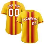 Custom Gold Red Lapel Gradient Fashion Baseball Jersey | BuyFootballJersey