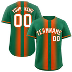 Custom Kelly Green Orange Lapel Gradient Fashion Baseball Jersey | BuyFootballJersey