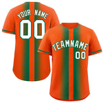 Custom Orange Kelly Green Lapel Gradient Fashion Baseball Jersey | BuyFootballJersey
