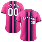 Custom Pink Navy Lapel Gradient Fashion Baseball Jersey | BuyFootballJersey