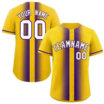 Custom Gold Purple Lapel Gradient Fashion Baseball Jersey | BuyFootballJersey