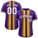 Custom Purple Gold Lapel Gradient Fashion Baseball Jersey | BuyFootballJersey