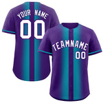 Custom Purple Aqua Lapel Gradient Fashion Baseball Jersey | BuyFootballJersey