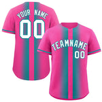 Custom Pink Aqua Lapel Gradient Fashion Baseball Jersey | BuyFootballJersey