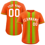 Custom Orange Neon Green Lapel Gradient Fashion Baseball Jersey | BuyFootballJersey