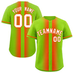 Custom Neon Green Orange Lapel Gradient Fashion Baseball Jersey | BuyFootballJersey