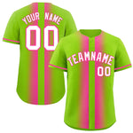 Custom Neon Green Pink Lapel Gradient Fashion Baseball Jersey | BuyFootballJersey
