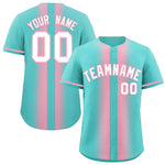 Custom Bright Green Light Pink Lapel Gradient Fashion Baseball Jersey | BuyFootballJersey