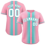 Custom Light Pink Bright Green Lapel Gradient Fashion Baseball Jersey | BuyFootballJersey