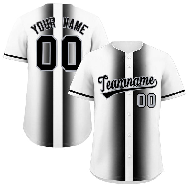 Custom White Black Lapel Gradient Fashion Baseball Jersey | BuyFootballJersey