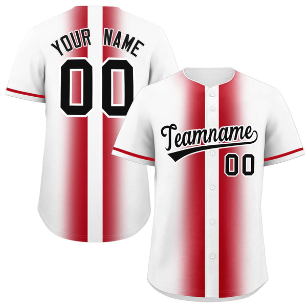 Custom White Red Lapel Gradient Fashion Baseball Jersey | BuyFootballJersey