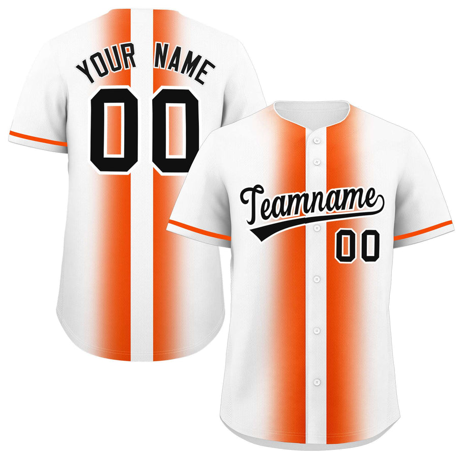 Custom White Orange Lapel Gradient Fashion Baseball Jersey | BuyFootballJersey