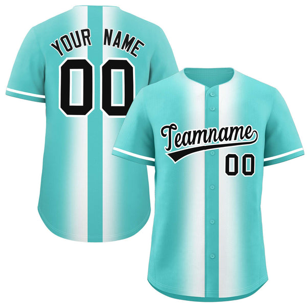 Custom Bright Green White Lapel Gradient Fashion Baseball Jersey | BuyFootballJersey