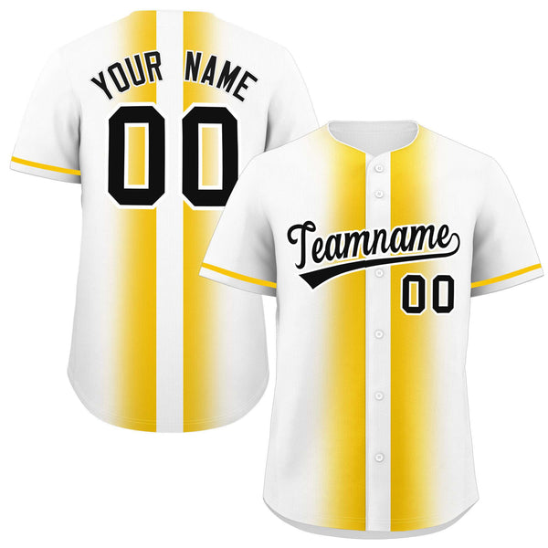 Custom White Gold Lapel Gradient Fashion Baseball Jersey | BuyFootballJersey