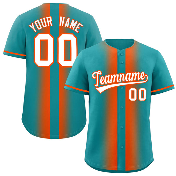 Custom Aqua Orange Lapel Gradient Fashion Baseball Jersey | BuyFootballJersey