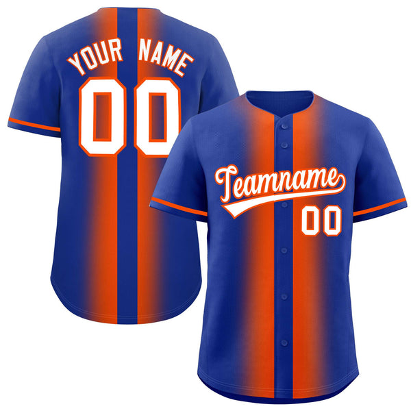 Custom Royal Orange Lapel Gradient Fashion Baseball Jersey | BuyFootballJersey