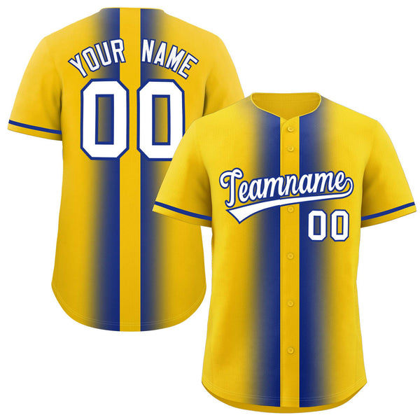 Custom Gold Royal Lapel Gradient Fashion Baseball Jersey | BuyFootballJersey