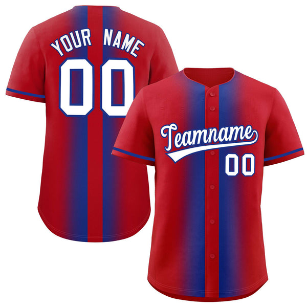 Custom Red Royal Lapel Gradient Fashion Baseball Jersey | BuyFootballJersey