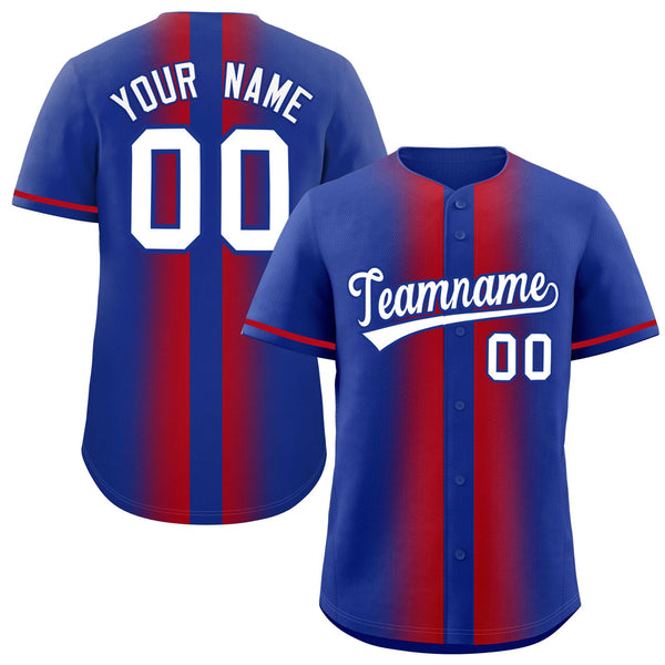 Custom Royal Red Lapel Gradient Fashion Baseball Jersey | BuyFootballJersey