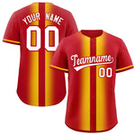 Custom Red Gold Lapel Gradient Fashion Baseball Jersey | BuyFootballJersey
