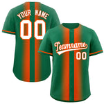 Custom Kelly Green Orange Lapel Gradient Fashion Baseball Jersey | BuyFootballJersey