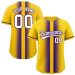 Custom Gold Purple Lapel Gradient Fashion Baseball Jersey | BuyFootballJersey