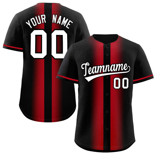 Custom Black Red Lapel Gradient Fashion Baseball Jersey | BuyFootballJersey