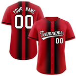 Custom Red Black Lapel Gradient Fashion Baseball Jersey | BuyFootballJersey