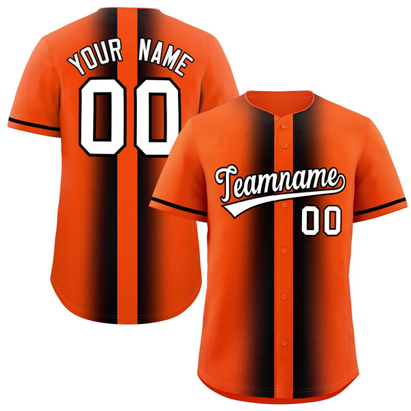 Custom Orange Black Lapel Gradient Fashion Baseball Jersey | BuyFootballJersey