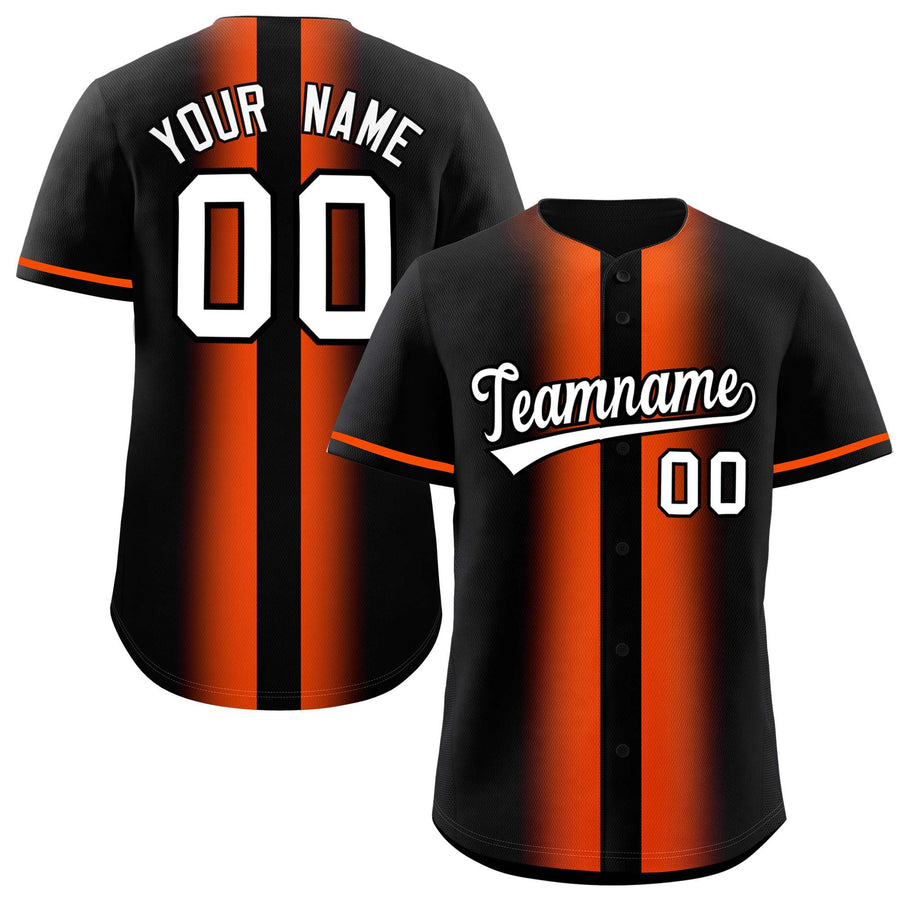 Custom Black Orange Lapel Gradient Fashion Baseball Jersey | BuyFootballJersey