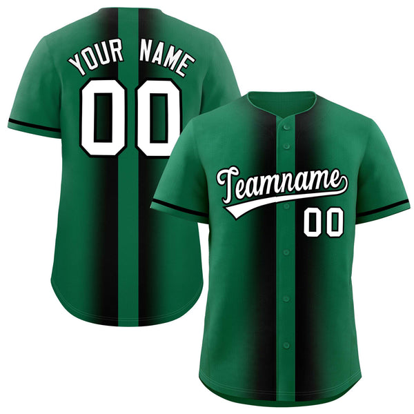 Custom Kelly Green Black Lapel Gradient Fashion Baseball Jersey | BuyFootballJersey